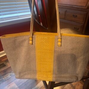 Fendi Yellow and Tan Tote Bag